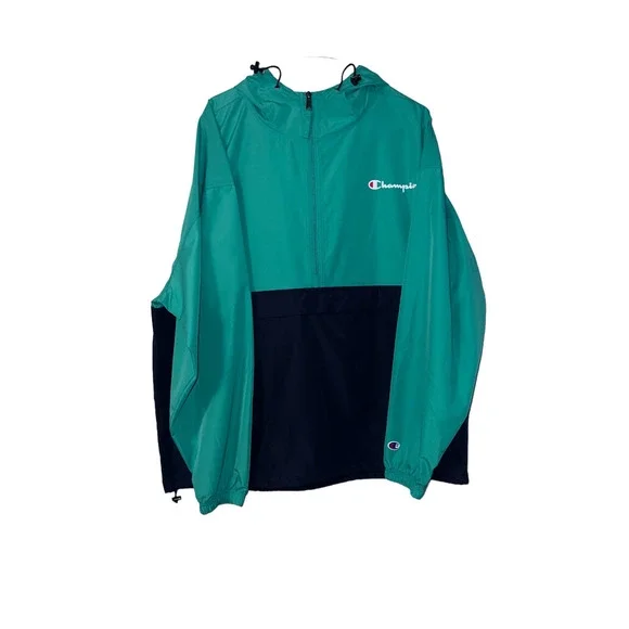 Champion Authentic Athletic Wear Windbreaker Green and Navy Blue Size 2XL - Picture 2 of 3